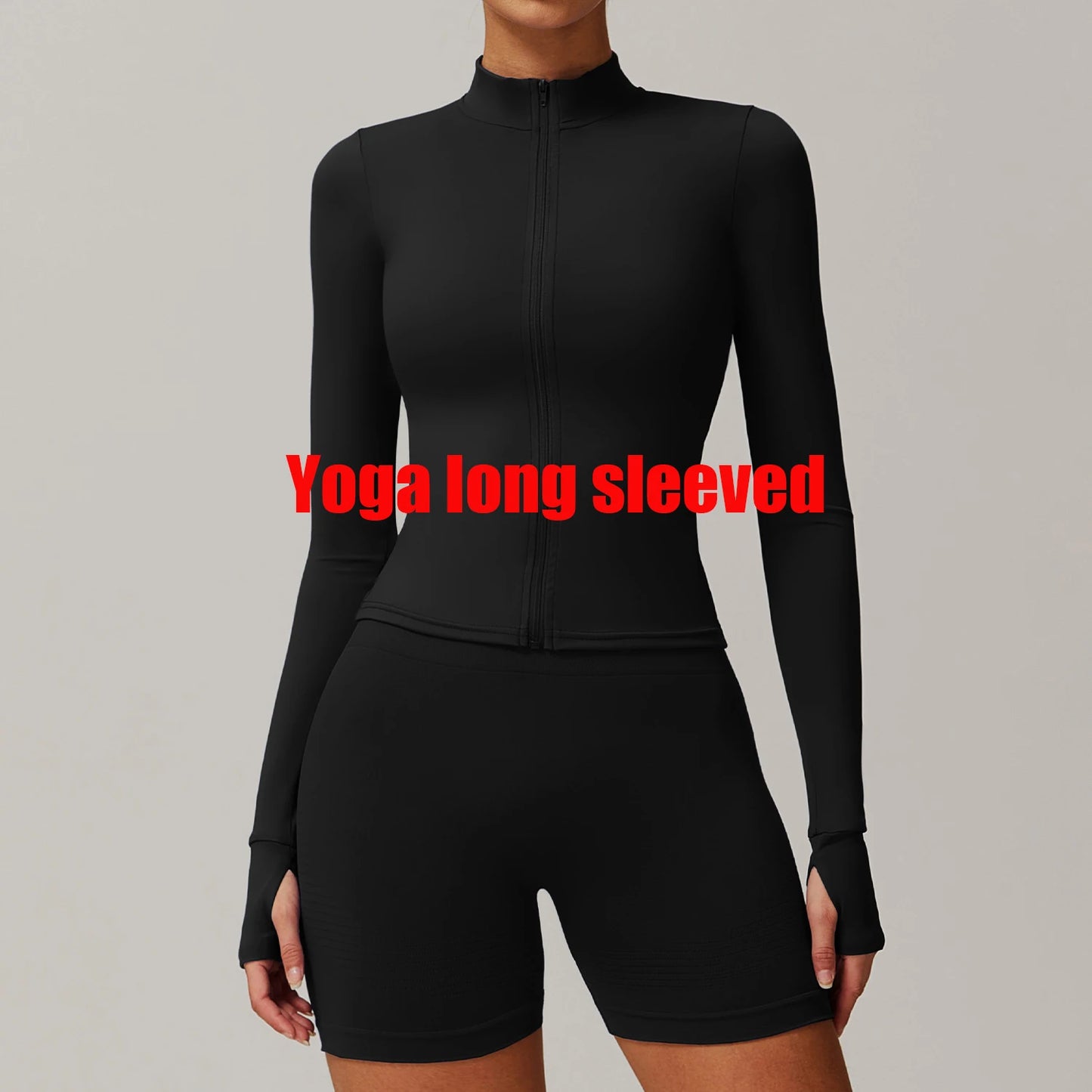 Yoga Shirts For Women Zipper Long Sleeve Fitness Jacket Running Gym Clothes Workout Dry Fit Breathable High Elastic Sports Top
