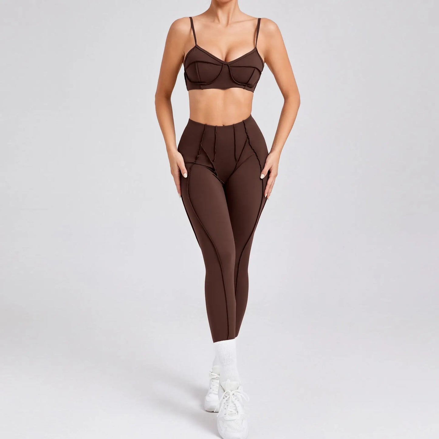 Hearuisavy 2025 New Style 2Pcs Sports Suit Women Workout Bra Suit Running Gym High Waist Legging Quick Dry Tight Yoga Clothing