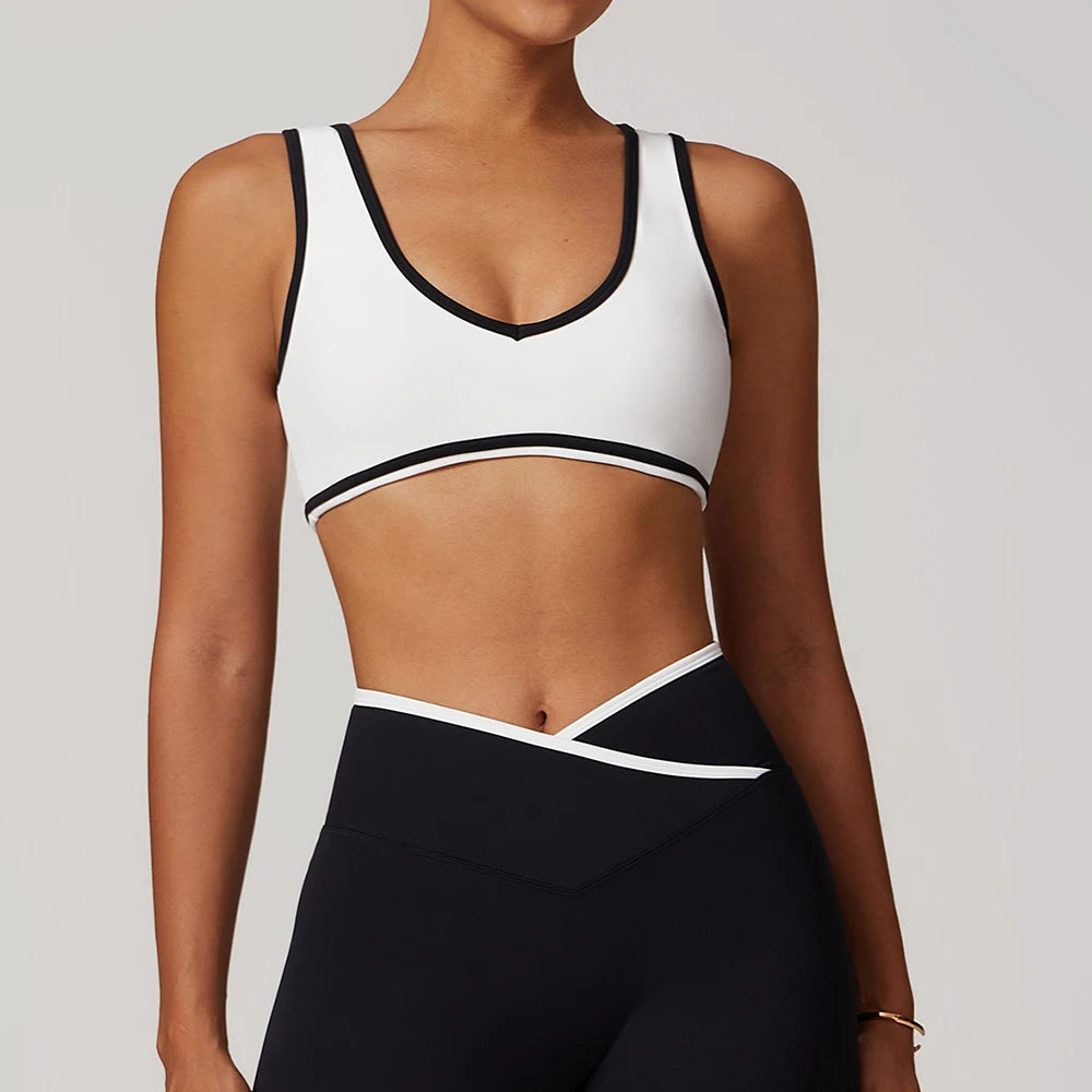 V-Neck Sports Bra Women Top Push Up Sport Underwear Yoga Vest Gym Crop Top Brassiere Fitness Top Workout Breathable Beauty Back