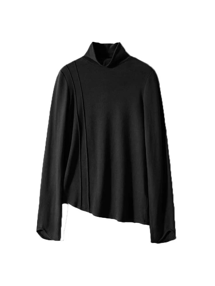 SuyaDream Women's Wool Blend Turtleneck Thermal T-Shirt, High Collar Basic Slim Tee, 2025 Fall Winter Simple Top