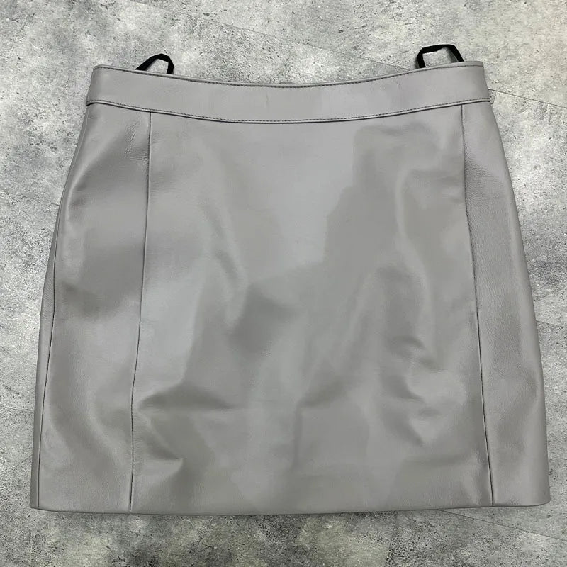 Sheepskin Leather Skirt Women 2024 Fashion New High Waist Skirt Spring Autumn Slim Mini Skirt Genuine Leather Shorts Boots Y2k