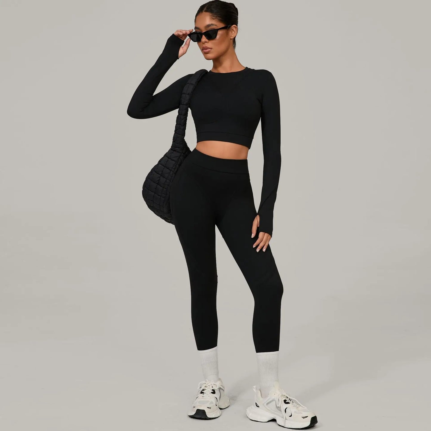 SWELTERING Yoga Suit Women Tracksuit 2PCS Sports Set Fitness Set Quick-Drying Gym Set Running Workout Long Sleeve Yoga Clothing