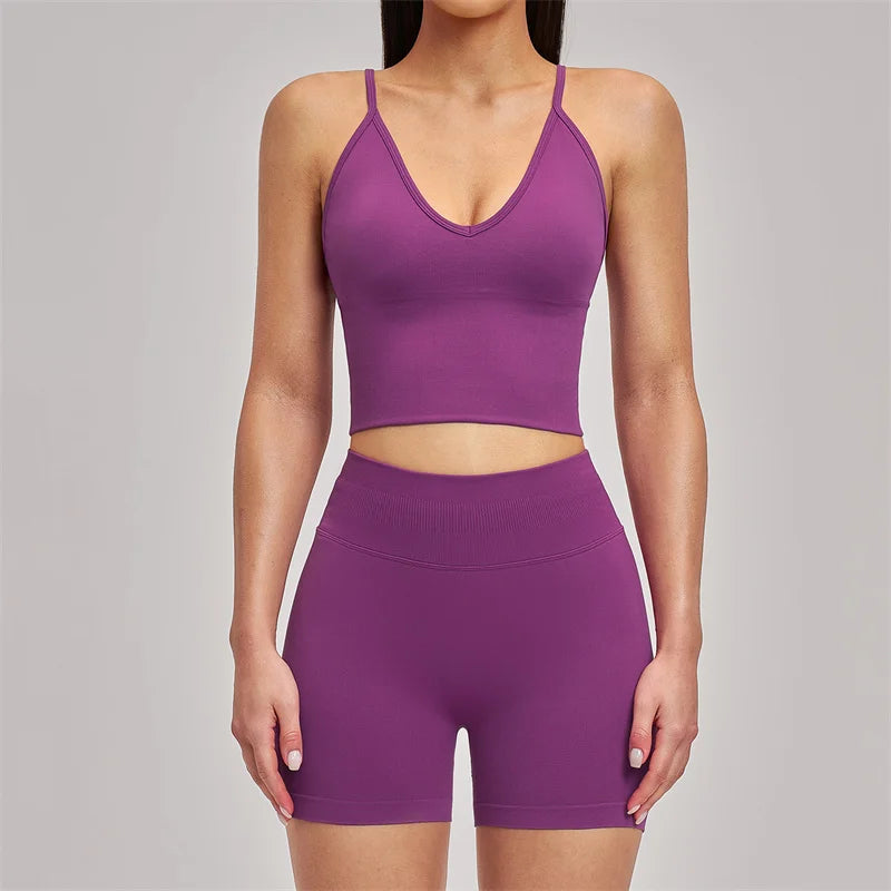 TRY TO BN Seamless Women's Tracksuit Shorts Yoga Set High Waisted Sportswear Fitness Workout Leggings Cycling Running Gym Shorts
