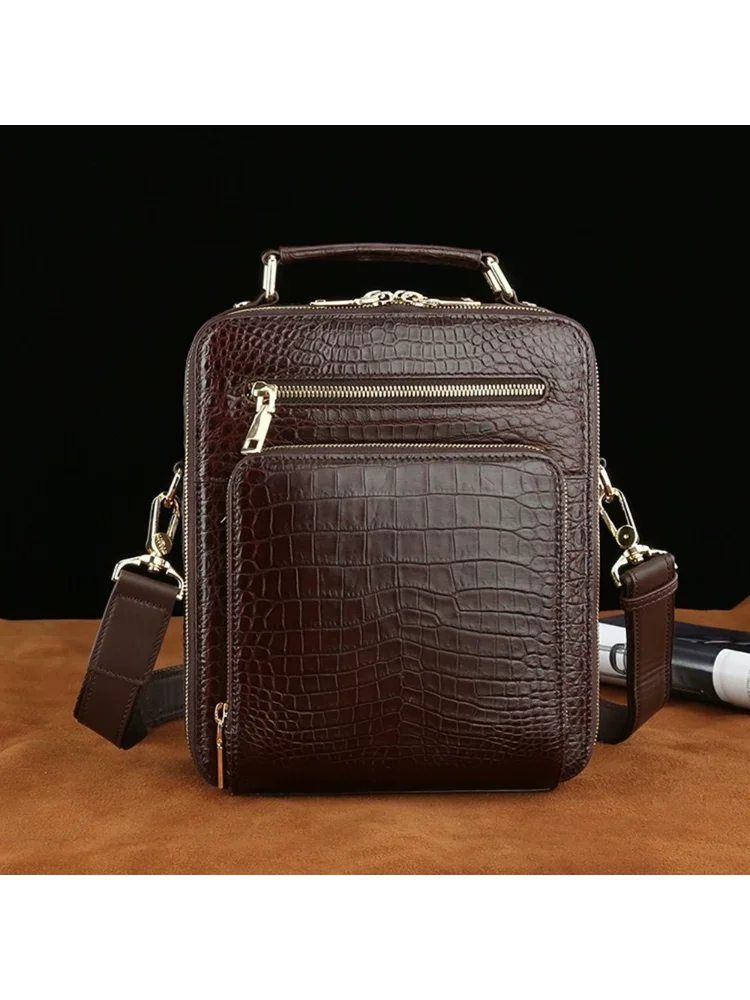 Real crocodile leather large-capacity men's handbag authentic crocodile leather business bag fashion men's shoulder bag