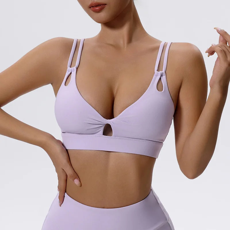 Women Fitness Sports Bra Sexy Top Gym Yoga Bra Athletic Back Cutout Cross Tight Gym Push Up Workout Soft With Chest Pad