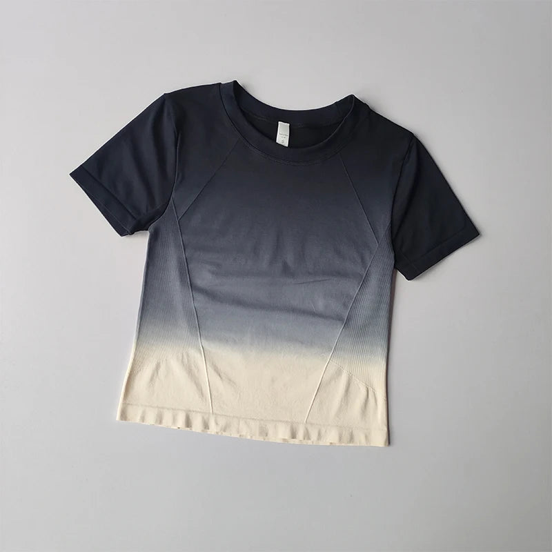 Yoga Top Light Fitting Elastic Quick Drying Sports T-shirt for Women's Personalized Fitness Short Sleeved Summer Thin Style