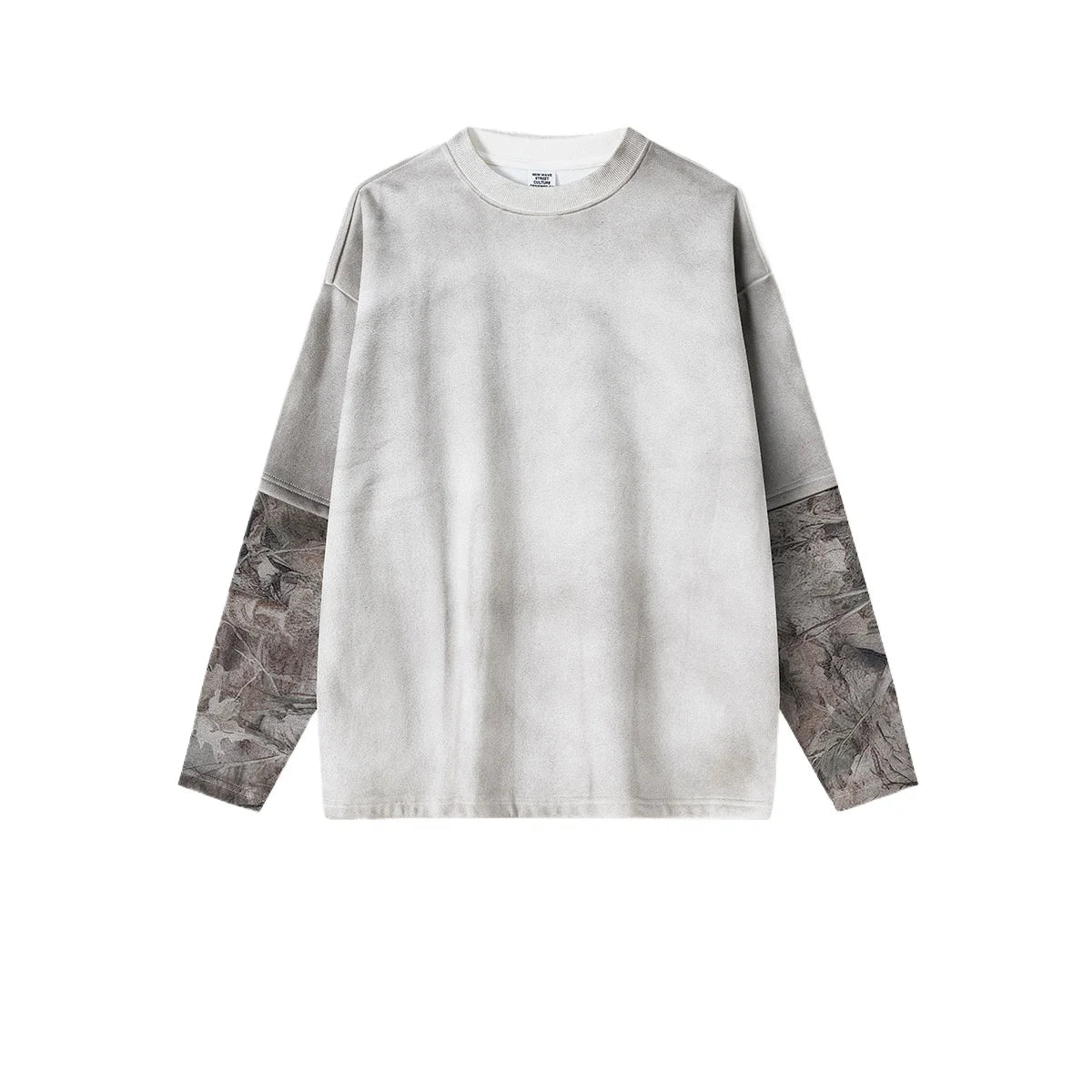 Custom LOGO Men's 2025 Autumn New 340G fleece-lined Fake Two-piece Camouflage Sweater T-Shirt Casual Pants Set