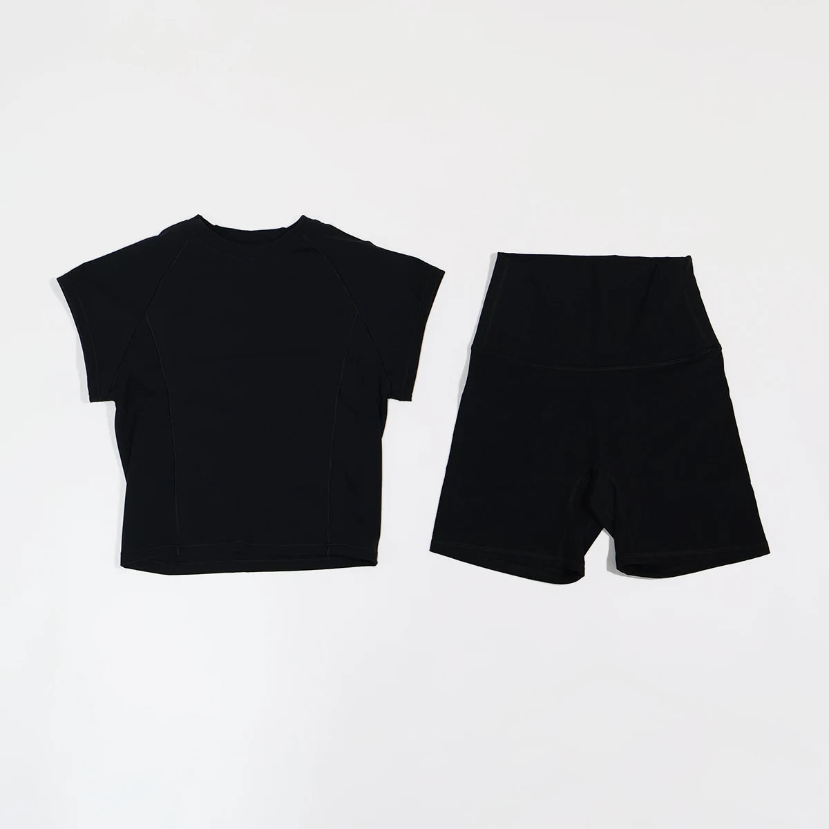 Summer Women's Two-Piece Fitness Set Woman's Short-Sleeve Quick-Dry Yoga Wear for Outdoor Running Sports Female 2Pcs Suit