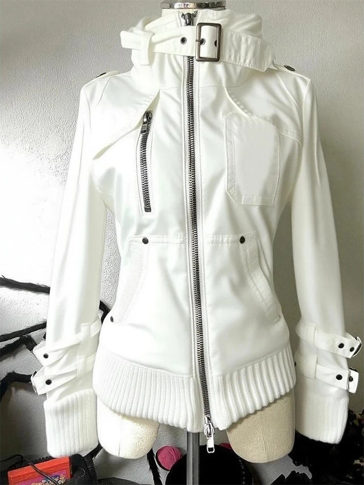 Gothic American Style Vintage Coat Women Moto Biker Sweatshirts Harajuku Jacket Female Aesthetic Grunge Subculture Chic Y2k Tops