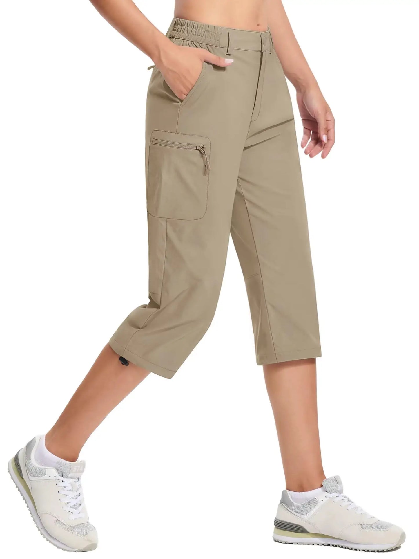 TACVASEN Summer Quick Dry Hiking Capri Shorts Womens Athletic Cargo Shorts 3/4 Below Knee Length Outdoor Riding Nylon Shorts
