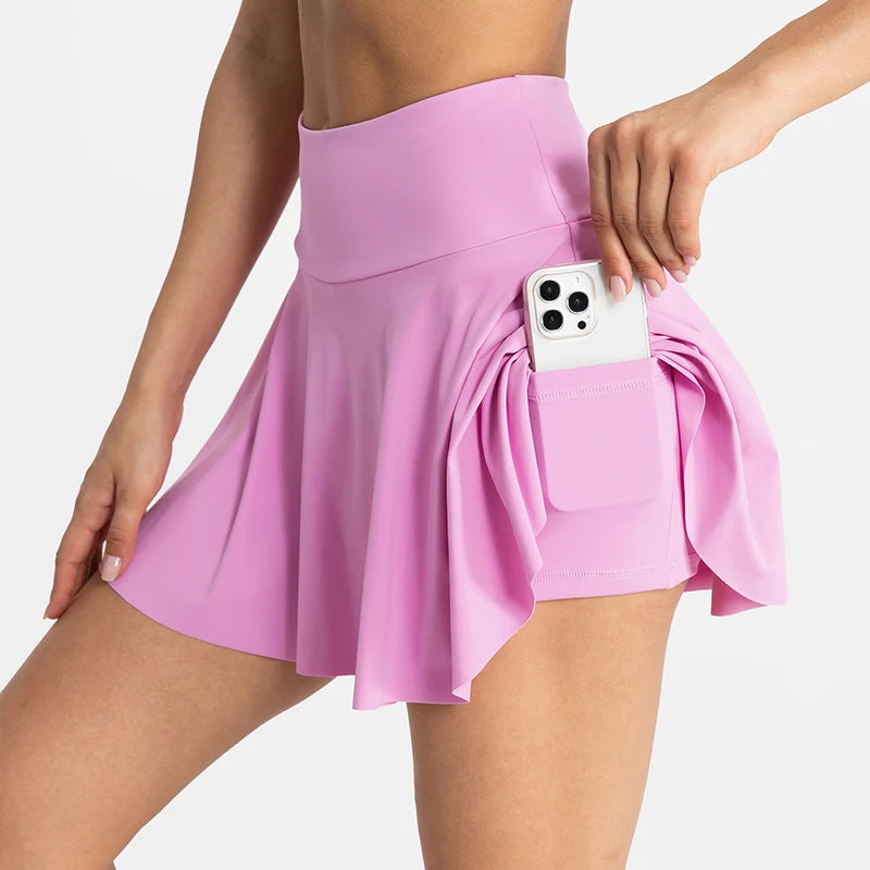 VITALINOVO Pleated Tennis Skirts for Women with Pockets High Waisted Athletic Skirts with Shorts 2 in 1 Gym Workout Golf Skorts