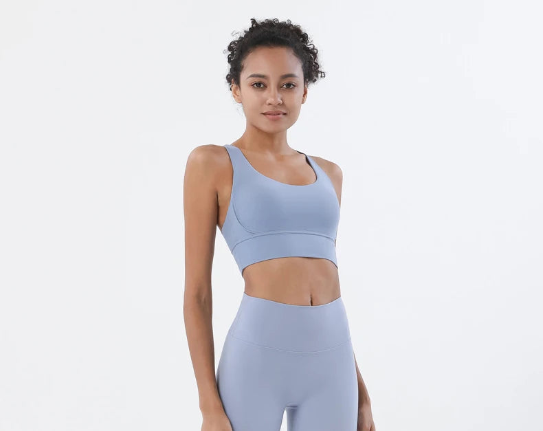 SOISOU Top Women Bra Cropped Bralette Gym Yoga Sports Bra Cross Sexy Back Female Bra Breathable Top Women's Underwear 25 Colors