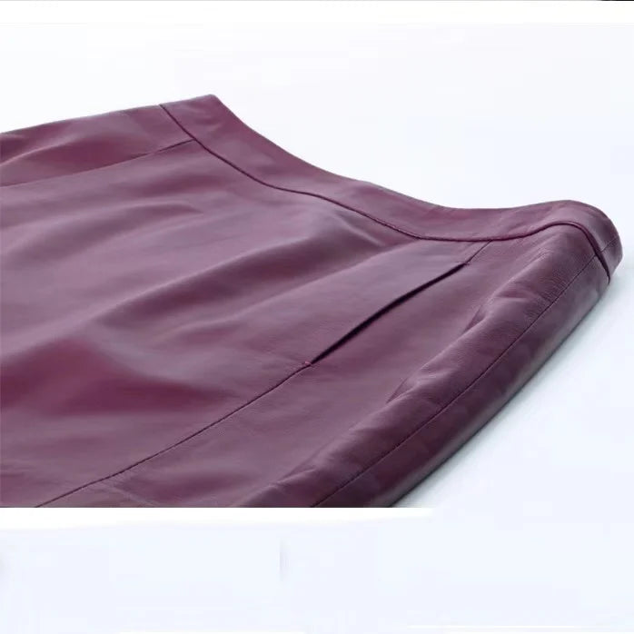 Sheepskin Leather Skirt Women 2024 Fashion New High Waist Skirt Spring Autumn Slim Mini Skirt Genuine Leather Shorts Boots Y2k