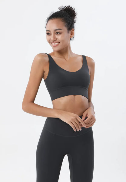 SOISOU Nylon Bra Top Women Gym Sexy Tight Sports Bra Fitness Yoga Women's Underwear Chest Pad Removable Anti-shake Bra 15 Colors