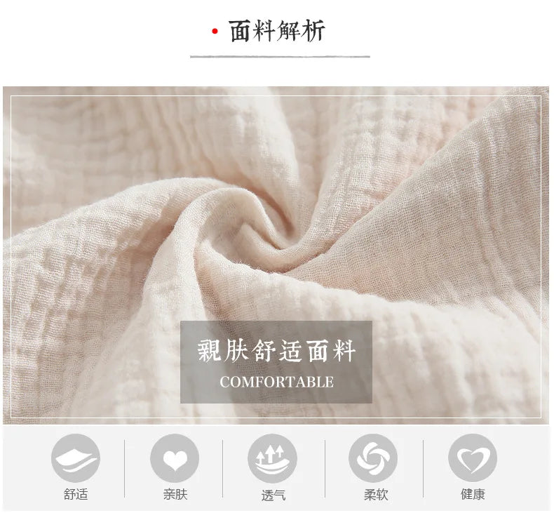 Spring and summer men's new style 100% cotton crepe shorts casual couple pajamas men and women solid color plus size home pants