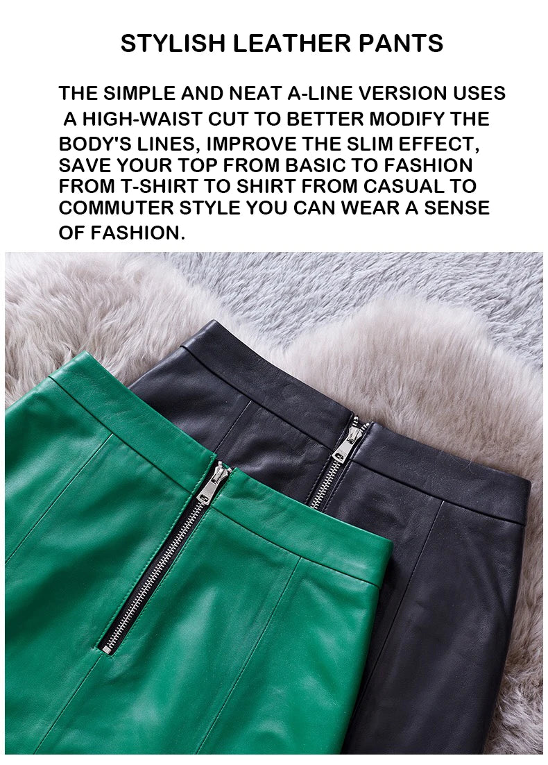 Sheepskin Leather Skirt Women 2024 Fashion New High Waist Skirt Spring Autumn Slim Mini Skirt Genuine Leather Shorts Boots Y2k