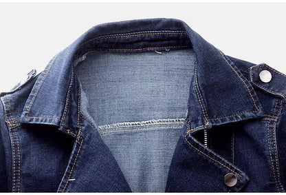 Short Zipper Stretch Denim Jacket Women Slim Vintage Spring Autumn Lady Long-sleeved Motorcycle Coat Casual Female Jean Outwear