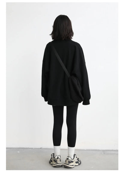CHIC VEN Korean Autumn Winter Women's Sports Coat Casual Loose V-neck Sweatshirt for Women Thick Warm Tops Office Lady Female