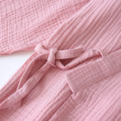 2026 Japanese Kimono Set 100%Cotton Pajamas Two-piece Couple Yukata Loose Men's And Women's Sweat Steaming Suit Home Service Set