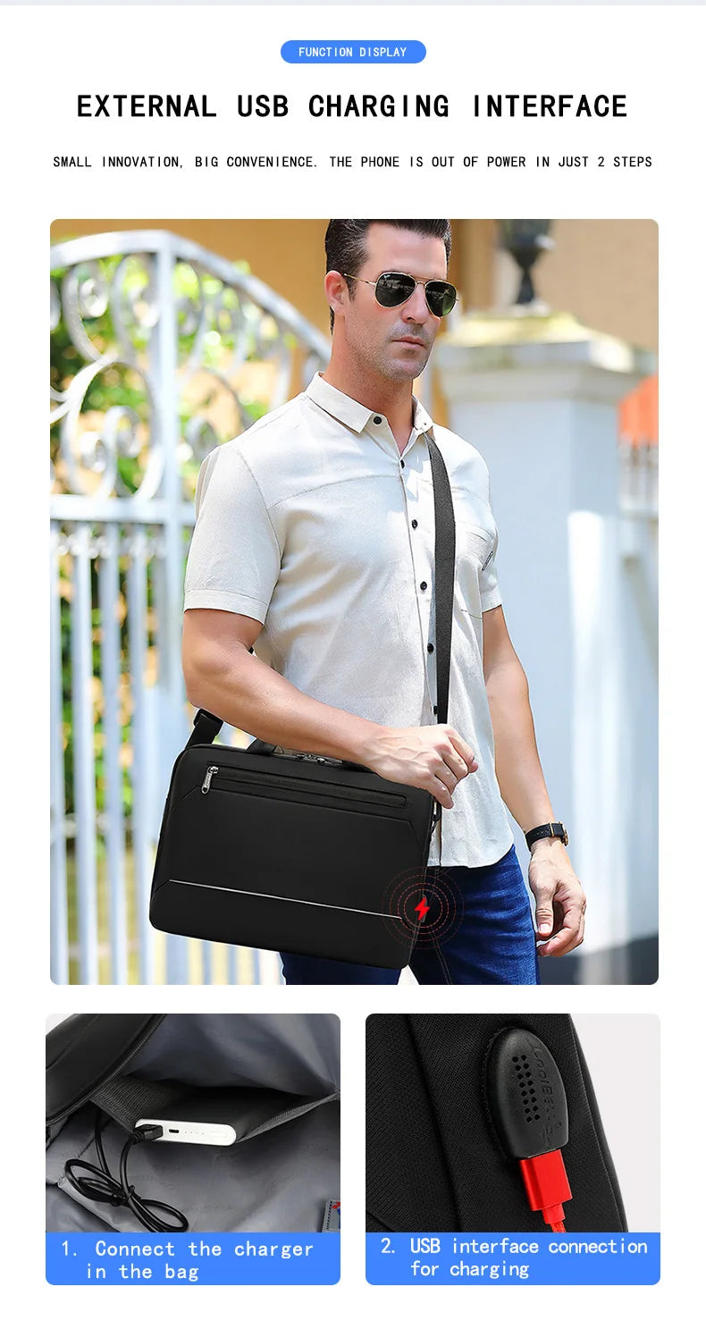 Men's Handbag Shoulder Custom Picture Logo Laptop Sleeve Laptop Bag Wholesale Waterproof Work Business Casual Briefcase