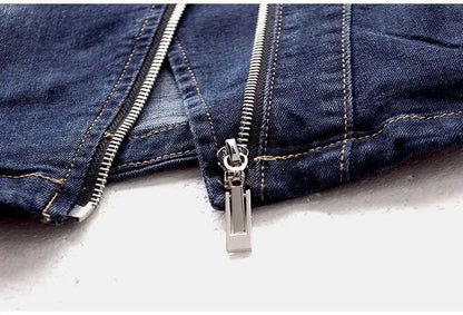 Short Zipper Stretch Denim Jacket Women Slim Vintage Spring Autumn Lady Long-sleeved Motorcycle Coat Casual Female Jean Outwear