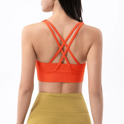 SOISOU Top Women Bra Cropped Bralette Gym Yoga Sports Bra Cross Sexy Back Female Bra Breathable Top Women's Underwear 25 Colors