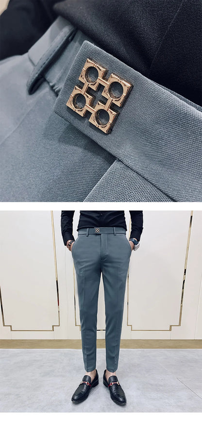 Spring 2026 Mens Casual Slim Fit Dress Pants Streetwear Suit Pants Men High Quality Office Pants All Match ankle Length Trousers