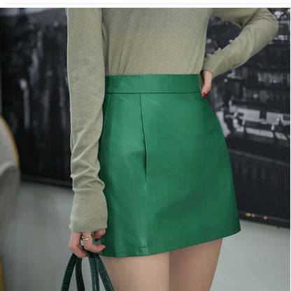 Sheepskin Leather Skirt Women 2024 Fashion New High Waist Skirt Spring Autumn Slim Mini Skirt Genuine Leather Shorts Boots Y2k
