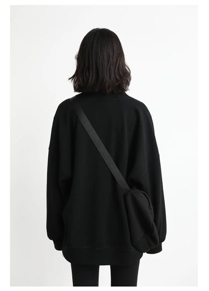 CHIC VEN Korean Autumn Winter Women's Sports Coat Casual Loose V-neck Sweatshirt for Women Thick Warm Tops Office Lady Female
