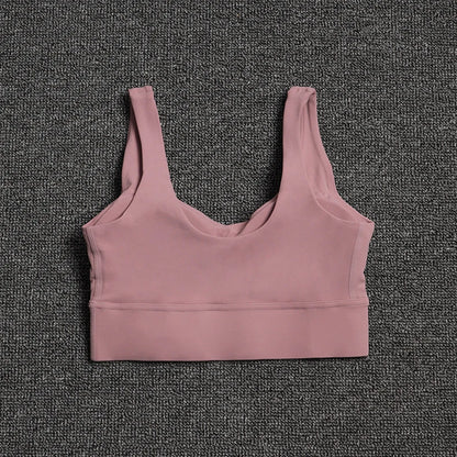 SOISOU Nylon Bra Top Women Gym Sexy Tight Sports Bra Fitness Yoga Women's Underwear Chest Pad Removable Anti-shake Bra 15 Colors