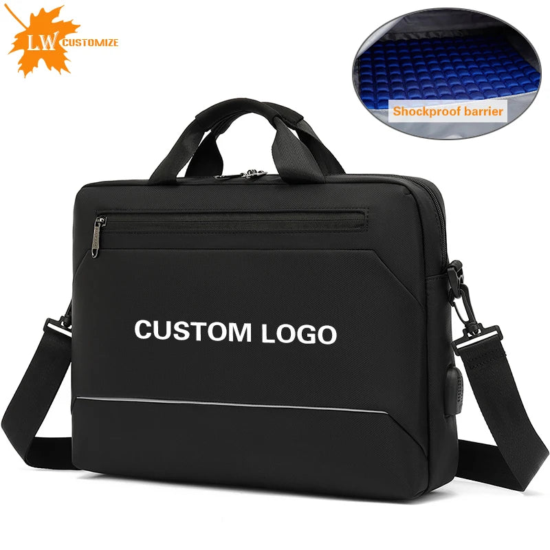 Men's Handbag Shoulder Custom Picture Logo Laptop Sleeve Laptop Bag Wholesale Waterproof Work Business Casual Briefcase