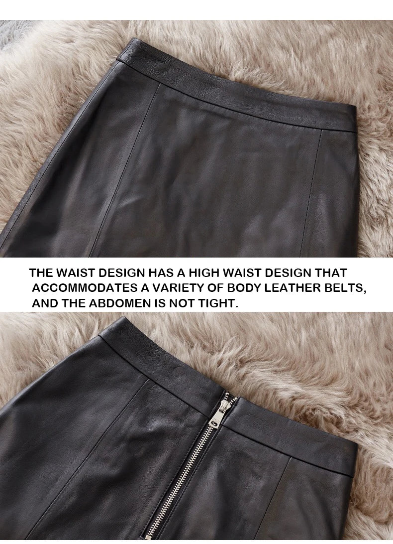 Sheepskin Leather Skirt Women 2024 Fashion New High Waist Skirt Spring Autumn Slim Mini Skirt Genuine Leather Shorts Boots Y2k