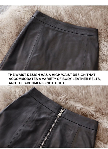 Sheepskin Leather Skirt Women 2024 Fashion New High Waist Skirt Spring Autumn Slim Mini Skirt Genuine Leather Shorts Boots Y2k