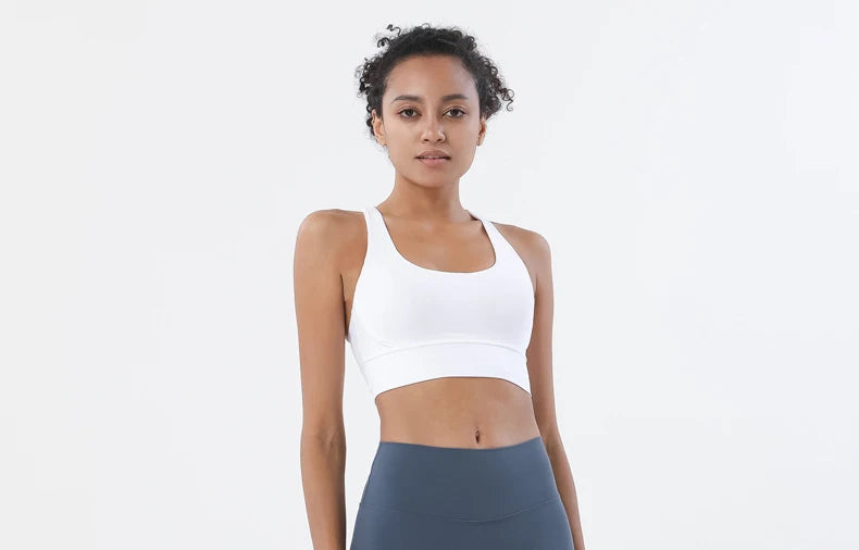 SOISOU Top Women Bra Cropped Bralette Gym Yoga Sports Bra Cross Sexy Back Female Bra Breathable Top Women's Underwear 25 Colors