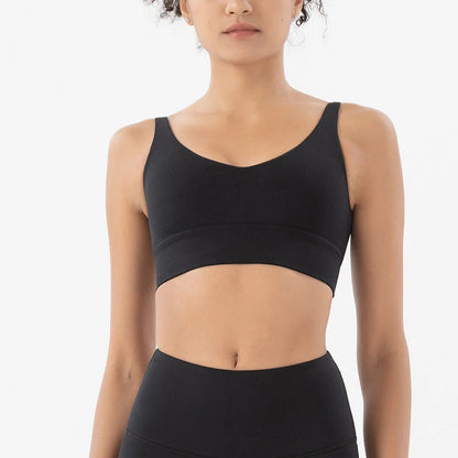SOISOU Nylon Bra Top Women Gym Sexy Tight Sports Bra Fitness Yoga Women's Underwear Chest Pad Removable Anti-shake Bra 15 Colors