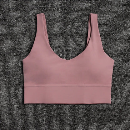 SOISOU Nylon Bra Top Women Gym Sexy Tight Sports Bra Fitness Yoga Women's Underwear Chest Pad Removable Anti-shake Bra 15 Colors