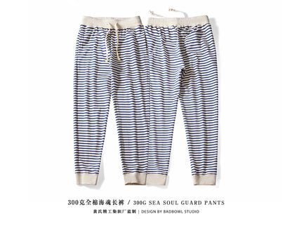Autumn New Heavy Weight Sweatpants Men Cotton Stripe Long Jogger Pants Male Retro Casual Loose Trousers Fitness Sport Streetwear