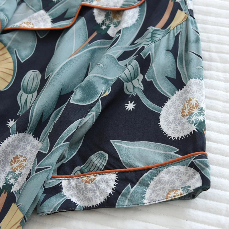 Summer new ladies 100%viscose pajama set short-sleeved shorts thin section home service loose large size two piece set plus size