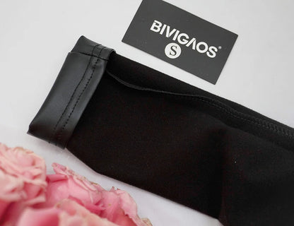 BIVIGAOS Fashion Women PU Leather Pants Elastic High Waist Winter Leggings Slim Velvet Leather Leggings Skinny Fleece Trousers