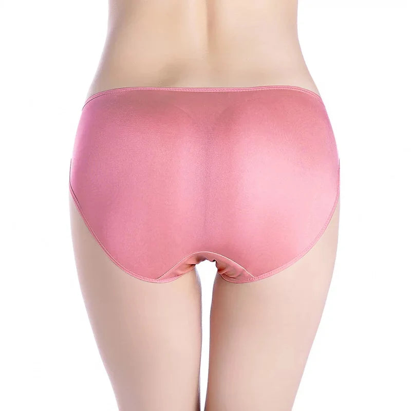 SuyaDream 3pcs/lot Women Panties 100%Natural silk Low-rise Briefs Healthy Basic Everyday Wear Underwears, Summer New Intimates
