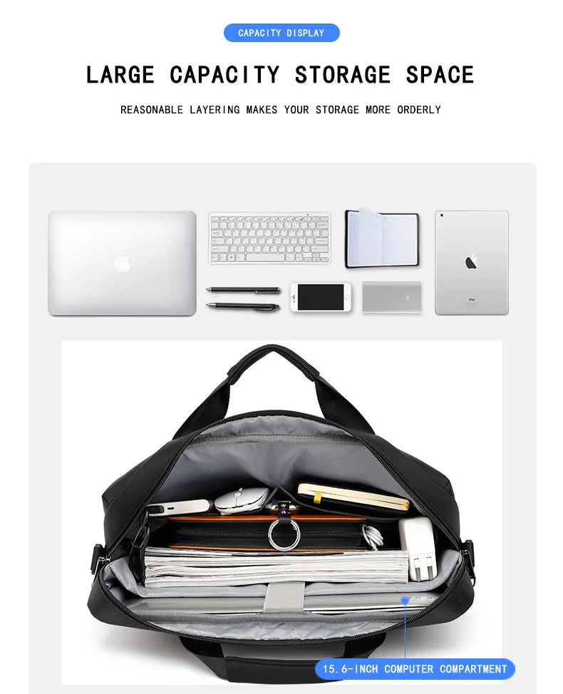Men's Handbag Shoulder Custom Picture Logo Laptop Sleeve Laptop Bag Wholesale Waterproof Work Business Casual Briefcase