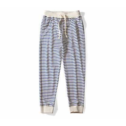Autumn New Heavy Weight Sweatpants Men Cotton Stripe Long Jogger Pants Male Retro Casual Loose Trousers Fitness Sport Streetwear