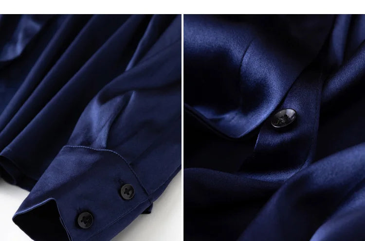 SuyaDream Woman Solid Shirts 93%Real Silk 7%Spandex Long Sleeves Chic Blouses, 2025 Spring Autumn Office Lady Top