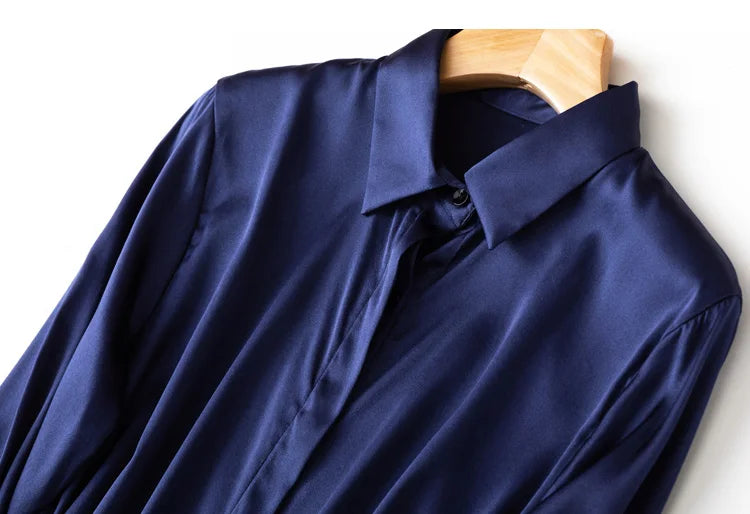 SuyaDream Woman Solid Shirts 93%Real Silk 7%Spandex Long Sleeves Chic Blouses, 2025 Spring Autumn Office Lady Top