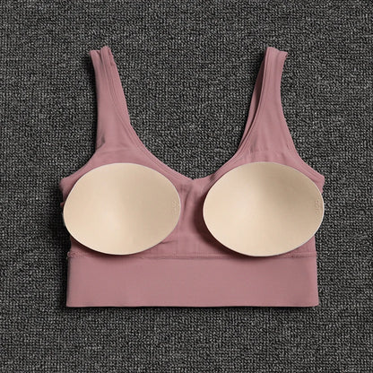 SOISOU Nylon Bra Top Women Gym Sexy Tight Sports Bra Fitness Yoga Women's Underwear Chest Pad Removable Anti-shake Bra 15 Colors