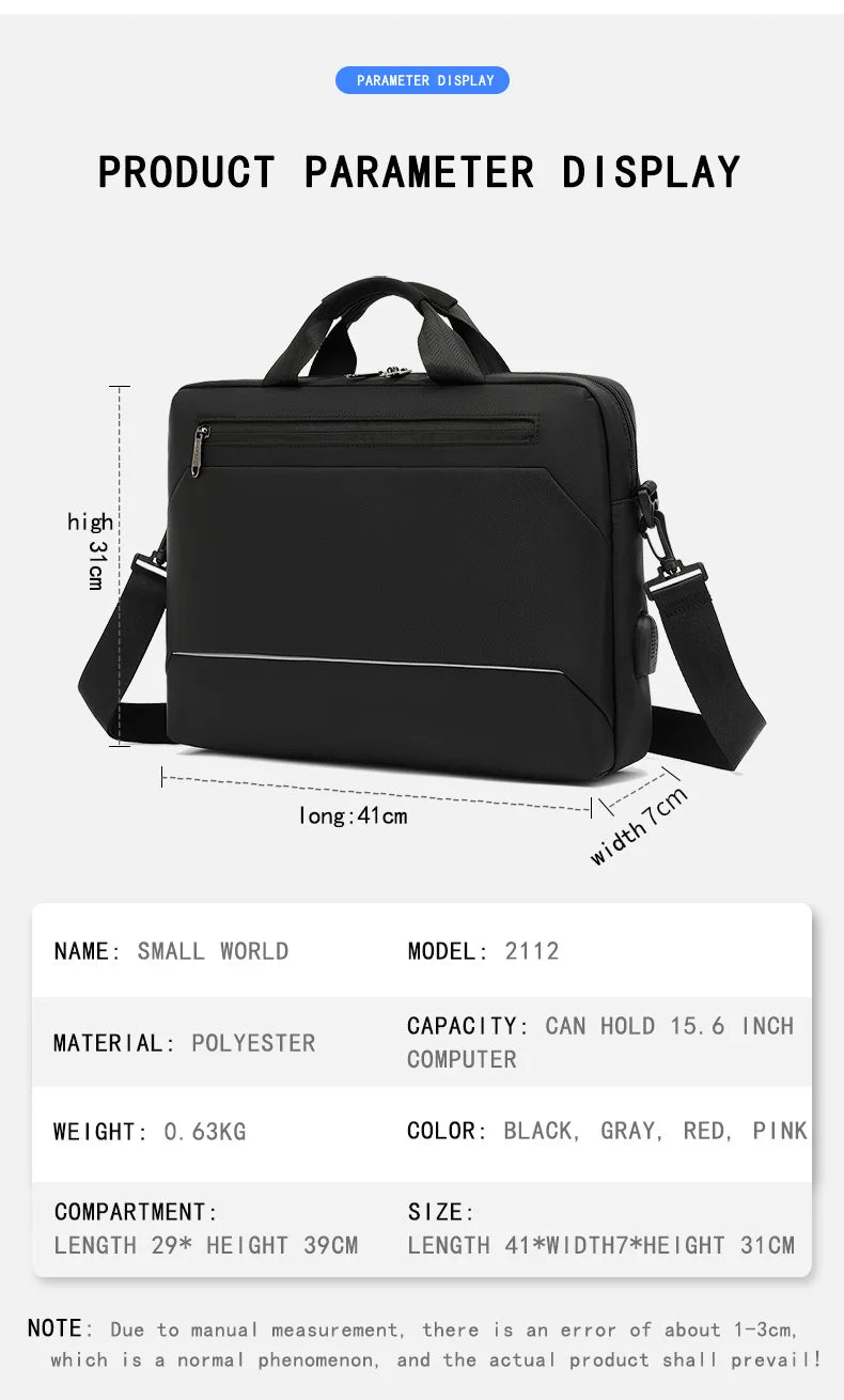 Men's Handbag Shoulder Custom Picture Logo Laptop Sleeve Laptop Bag Wholesale Waterproof Work Business Casual Briefcase