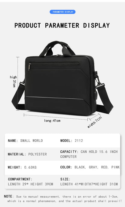 Men's Handbag Shoulder Custom Picture Logo Laptop Sleeve Laptop Bag Wholesale Waterproof Work Business Casual Briefcase