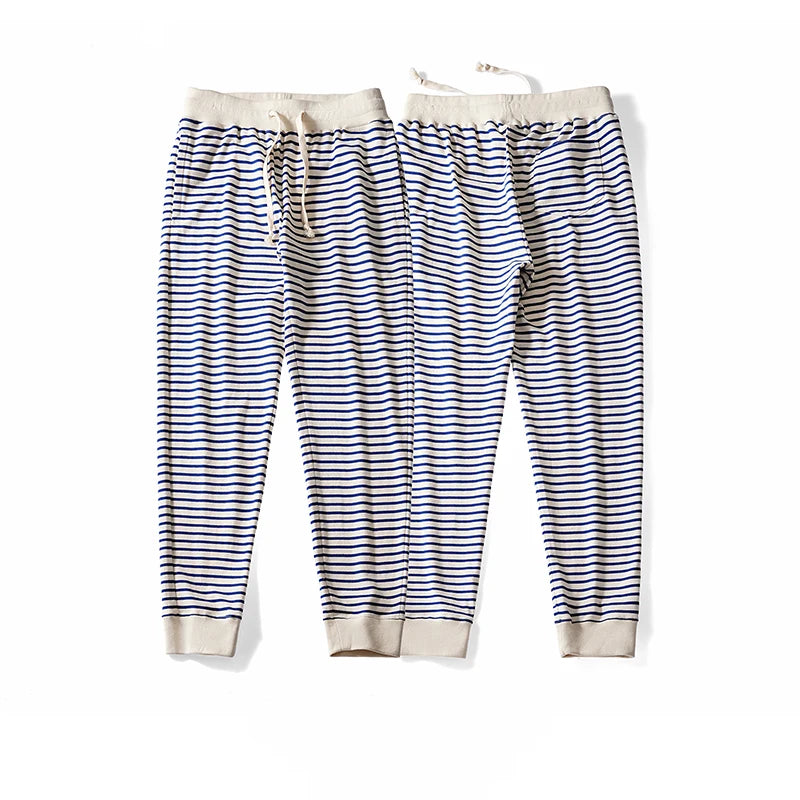 Autumn New Heavy Weight Sweatpants Men Cotton Stripe Long Jogger Pants Male Retro Casual Loose Trousers Fitness Sport Streetwear