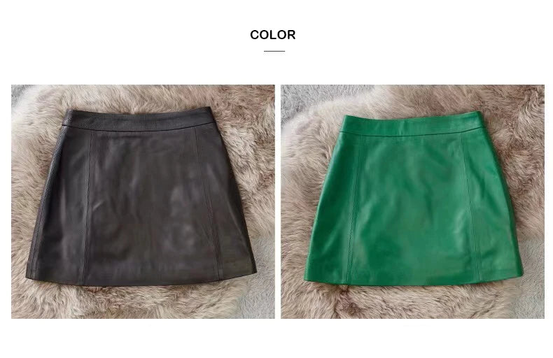 Sheepskin Leather Skirt Women 2024 Fashion New High Waist Skirt Spring Autumn Slim Mini Skirt Genuine Leather Shorts Boots Y2k