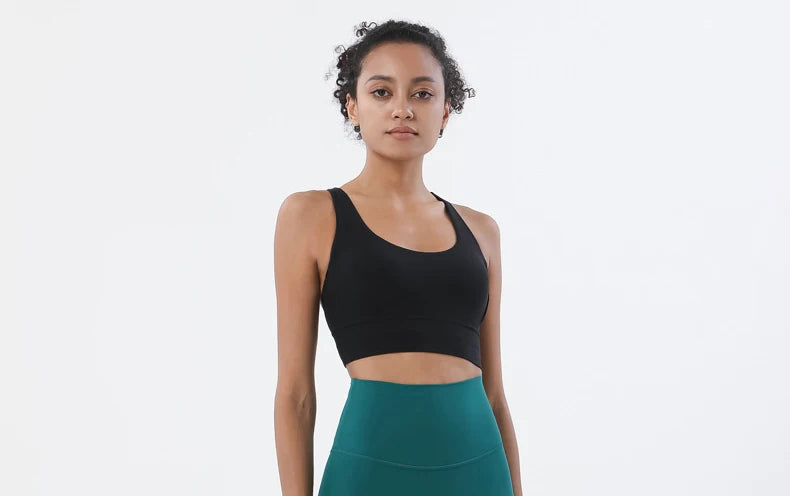 SOISOU Top Women Bra Cropped Bralette Gym Yoga Sports Bra Cross Sexy Back Female Bra Breathable Top Women's Underwear 25 Colors